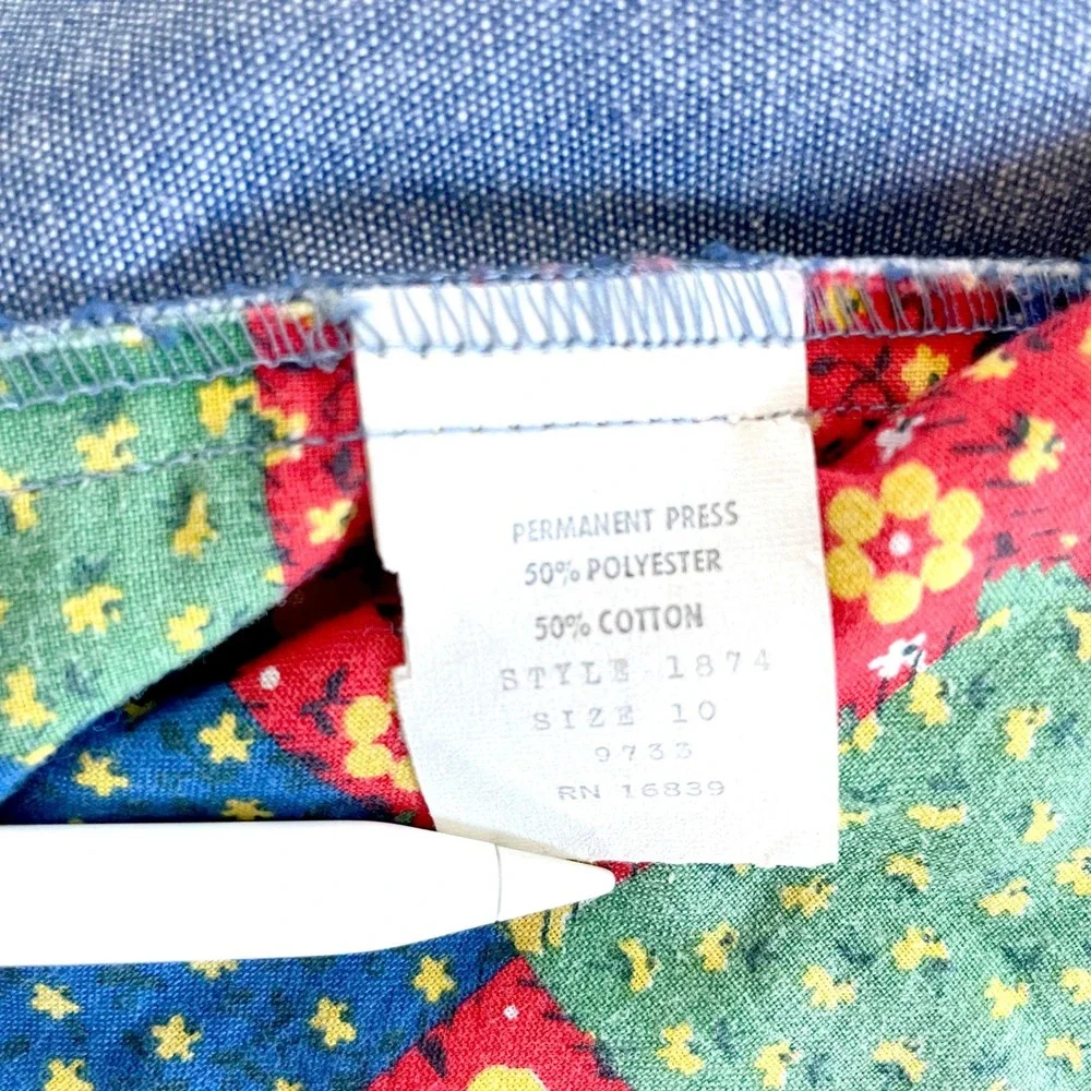 Denim Patchwork Scarecrow Vest Vintage 70s Sz 10 Kids Patchwork Quilted Boho